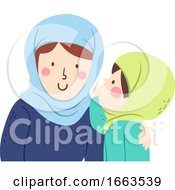 Poster, Art Print Of Kid Girl Muslim Whisper Mother Voice Level