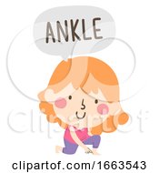 Poster, Art Print Of Kid Girl Naming Body Parts Ankle Illustration