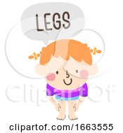 Poster, Art Print Of Kid Girl Naming Body Parts Legs Illustration