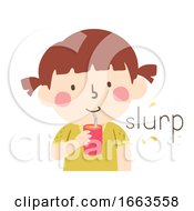 Kid Girl Drink Straw Onomatopoeia Sound Slurp