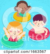 Poster, Art Print Of Kids Floater Pool Illustration