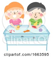 Kids Play Water Table Illustration