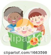 Poster, Art Print Of Kids Read Exciting Book Illustration