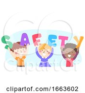 Poster, Art Print Of Kids Safety Word Raise Illustration