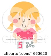 Poster, Art Print Of Kid Girl Number Coins Equal Illustration