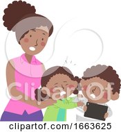 Poster, Art Print Of Kids Mom Small Problem Not Sharing Illustration