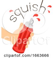 Poster, Art Print Of Hand Ketchup Bottle Onomatopoeia Sound Squish