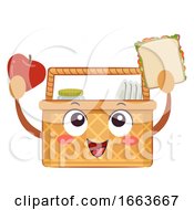Poster, Art Print Of Mascot Picnic Basket Foods Illustration