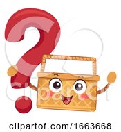 Mascot Picnic Basket Question Mark Illustration
