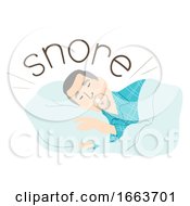 Poster, Art Print Of Senior Man Sleep Onomatopoeia Sound Snore