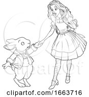 Black And White Rabbit Meeting Alice