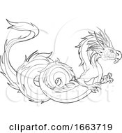 Poster, Art Print Of Black And White Curly Dragon