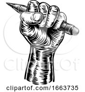 Hand Holding Pencil by AtStockIllustration