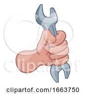 Poster, Art Print Of Plumber Mechanic Hand Fist Holding Spanner Wrench