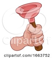 Poster, Art Print Of Plumber Hand Fist Holding Plumbing Toilet Plunger