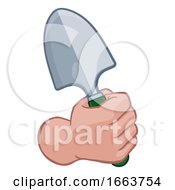 Gardener Farmer Hand Fist Holding Spade Cartoon