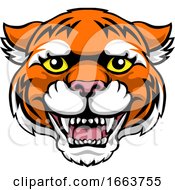 Tiger Mascot Cute Happy Cartoon Character by AtStockIllustration