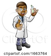 Cartoon Scientist Holding Test Tube by AtStockIllustration