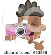 Poster, Art Print Of Boy With Pink Camera