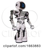 Poster, Art Print Of Droid Containing Digital Display Head And Three Horizontal Line Design And Heavy Upper Chest And No Chest Plating And Light Leg Exoshielding And Stomper Foot Mod