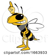 Poster, Art Print Of Hornet Or Yellow Jacket School Mascot Character Holding Up A Finger