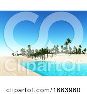 3D Tropical Landscape With Palm Trees