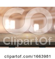 Poster, Art Print Of 3d Wooden Table Looking Out To An Empty Room