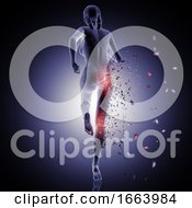 Poster, Art Print Of 3d Rear View Of A Female Running With Knee And Hip Joint Shattering