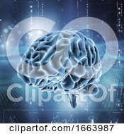Poster, Art Print Of 3d Medical Technology Background With Brain On Digital Design