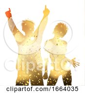 Poster, Art Print Of Party Couple On A Gold Confetti Background