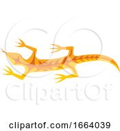 Poster, Art Print Of Orange Tribal Lizard