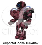 Poster, Art Print Of Android Containing Digital Display Head And Wince Symbol Expression And Heavy Upper Chest And Heavy Mech Chest And Battle Mech Chest And Prototype Exoplate Legs Muavewood Halftone Grunge