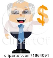 Poster, Art Print Of Old Business Man With Dollar Sign