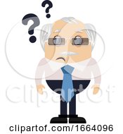 Poster, Art Print Of Old Business Man With Question Marks