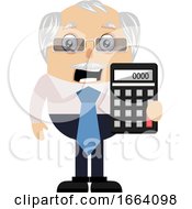 Poster, Art Print Of Old Business Man With Calculator