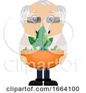 Old Business Man With Plant