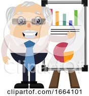 Poster, Art Print Of Old Business Man With Analytics Table