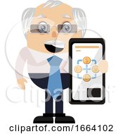 Poster, Art Print Of Old Business Man With Cell Phone