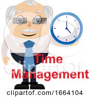 Poster, Art Print Of Old Business Man With Clock