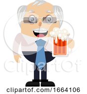 Poster, Art Print Of Old Business Man With Beer
