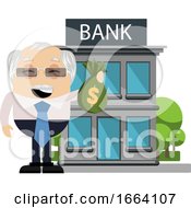 Poster, Art Print Of Old Business Man With Money At The Bank