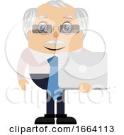 Poster, Art Print Of Old Business Man With Laptop