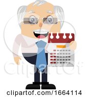 Poster, Art Print Of Old Business Man With Calendar