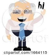 Poster, Art Print Of Old Business Man Saying Hi