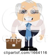 Poster, Art Print Of Old Business Man With Suitcase