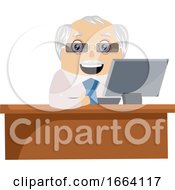 Poster, Art Print Of Old Business Man Working At The Desk