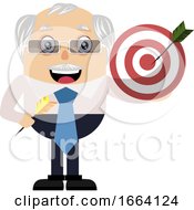 Poster, Art Print Of Old Business Man Holding Target
