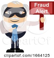 Poster, Art Print Of Old Business Man With Fraud Alert Sign