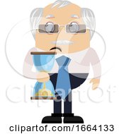 Poster, Art Print Of Old Business Man Holding Sand Watch