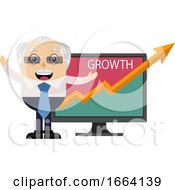 Poster, Art Print Of Old Business Man With Growth Analytics